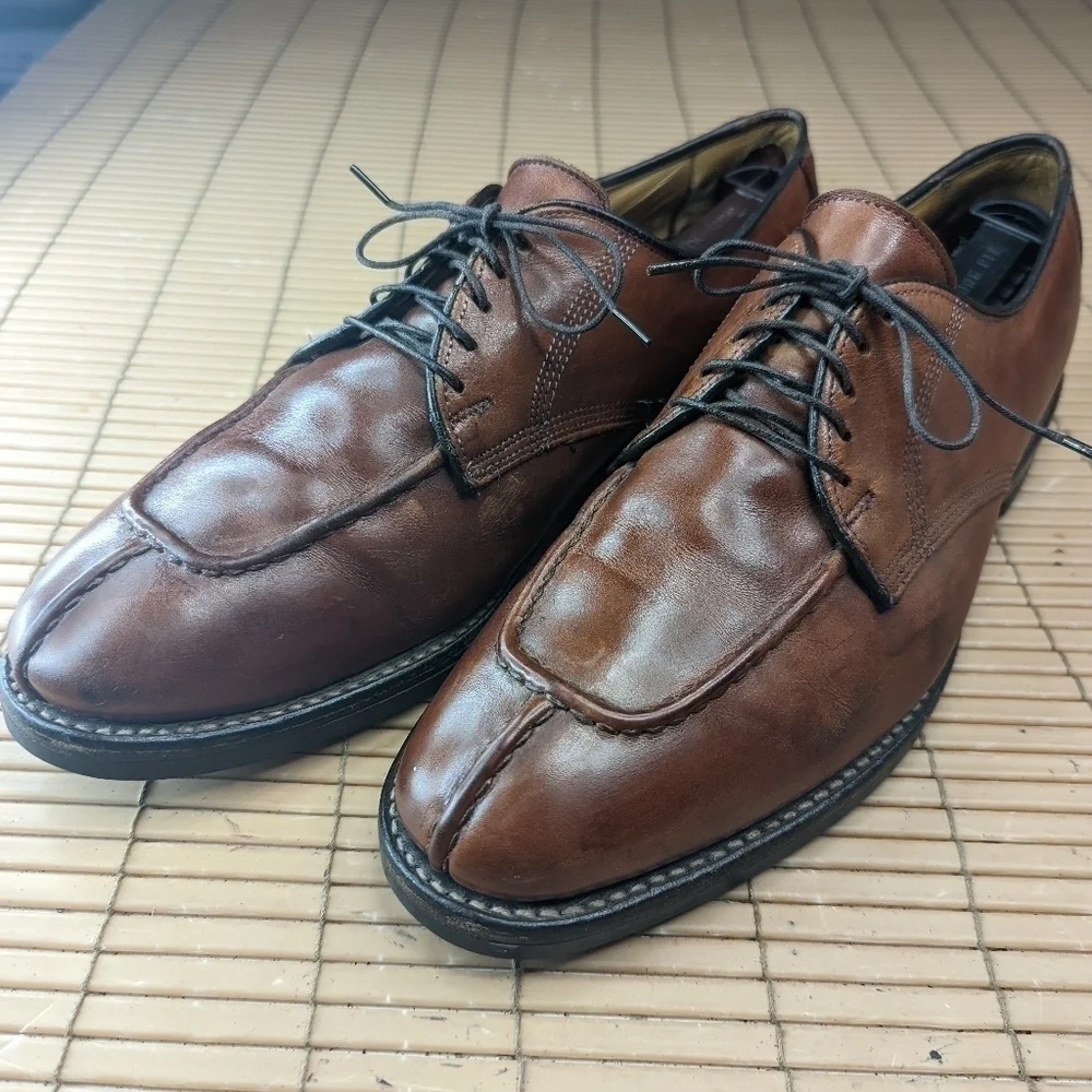ALLEN EDMONDS Dellwood 1354 Chili brown Leather Split Toe Oxford Shoes - Men's 1